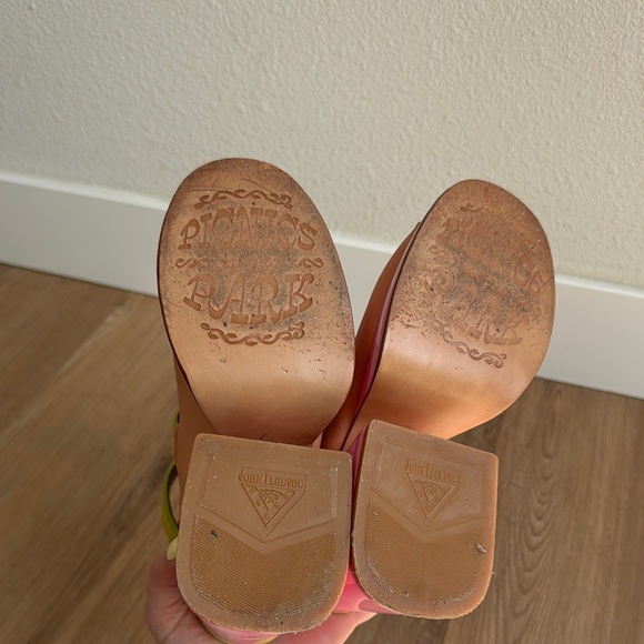 John Fluevog Stylish Pink and Tan Women's Sandals - Picture 9 of 9